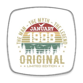 37 Year Old Birthday Gift, Born In January 1988 - Square fridge magnet - white - Front
