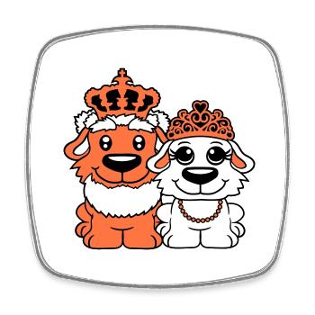 Two Dogs Crown King Queen Ruler Majesty - Square fridge magnet - white - Front