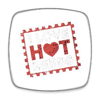 I Love Hot Nerds 21 - Viereckiger Kühlschrankmagnet - Weiß - Vorne
