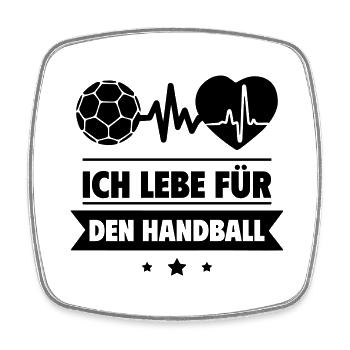 Ich lebe für den Handball - Viereckiger Kühlschrankmagnet - Weiß - Vorne