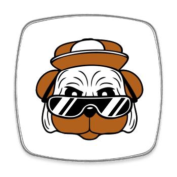 Hund Mops Cool Sonnenbrille Cappy Mütze Teenager - Viereckiger Kühlschrankmagnet - Weiß - Vorne