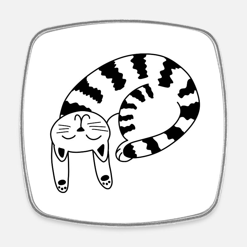Cat Lineart - Square fridge magnet - white