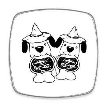 2 Hunde Brezel Bayern Feier Hut Party Oktober Team - Viereckiger Kühlschrankmagnet - Weiß - Vorne