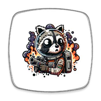 Space Raccoon - Viereckiger Kühlschrankmagnet - Weiß - Vorne