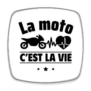 la moto c est la vie,Moto,Motard - Magnet carré - blanc - Devant