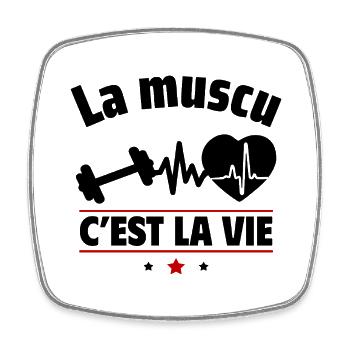 la muscu c est la vie,Musculation,muscu - Magnet carré - blanc - Devant
