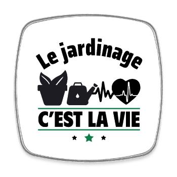 le jardinage c est la vie,jardinie,jardinière - Magnet carré - blanc - Devant