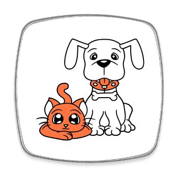 Dog Cat Two Friends Team Kitten 2 Duo Crew - Square fridge magnet - white - Front