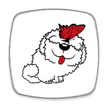 Dog Butterfly Nose Cute Funny Happy Comic - Square fridge magnet - white - Front