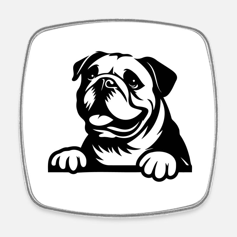 Bulldog - Square fridge magnet - white