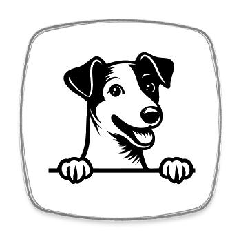 Jack Russel Terrier - Viereckiger Kühlschrankmagnet - Weiß - Vorne