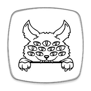 Cat Demon Many Eyes Devil Hell Evil Monster - Square fridge magnet - white - Front