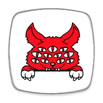 Chat Démon Beaucoup d’yeux Diable Enfer Monstre maléfique - Magnet carré - blanc - Devant