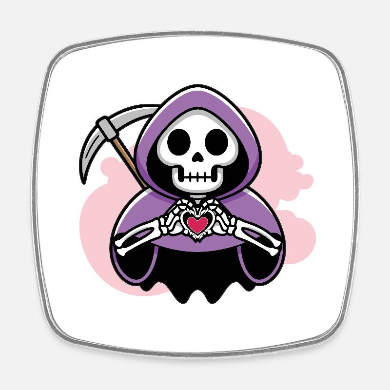 Cute Purple Grim Reaper Heart T-shirt Design - Square fridge magnet - white
