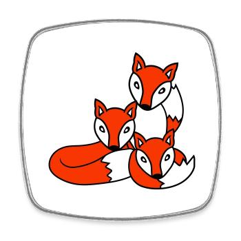3 Renards Amis Famille Trois Enfants Équipe Mignon - Magnet carré - blanc - Devant