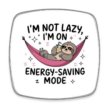 Lazy Sloth Energy Saving - Square fridge magnet - white - Front