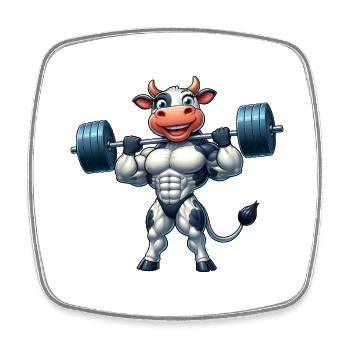 Entraînement d’haltère de vache forte Entraînement de fitness - Magnet carré - blanc - Devant