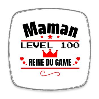Maman Reine du Game Cadeau Fête des mères - Magnet carré - blanc - Devant