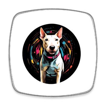 Minibullterrier in buntem Farbkreis in Aquarell - Viereckiger Kühlschrankmagnet - Weiß - Vorne