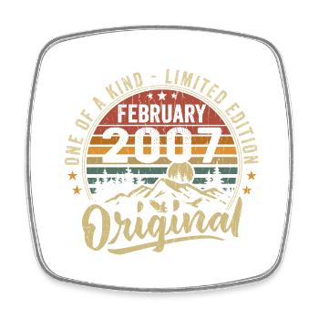Birthday Gift February 2007 Cool February 2007 - Square fridge magnet - white - Front