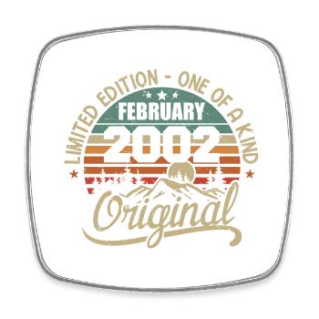 Born In February 2002 Vintage Gift - February 2002 - Square fridge magnet - white - Front