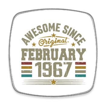 February 1967 58th Anniversary Gift, February 1967 - Square fridge magnet - white - Front