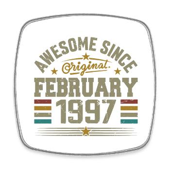 February 1997 28th Anniversary Gift, February 1997 - Square fridge magnet - white - Front