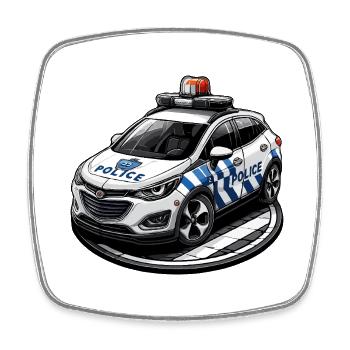 Voiture de police English - Magnet carré - blanc - Devant
