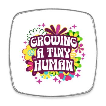 Maternity Flowers Pregnancy Announcement - Square fridge magnet - white - Front