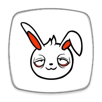 Bunny Tired Confused Relaxed Red Dark Circles Chill - Square fridge magnet - white - Front