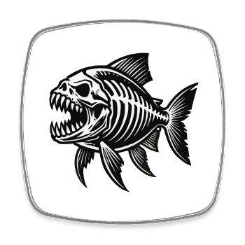 Skeleton Piranha - Square fridge magnet - white - Front