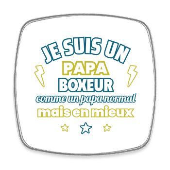 Papa BOXEUR cadeau fête des pères,Boxe,Sport,Drôle - Magnet carré - blanc - Devant