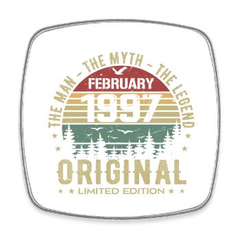 Birthday February 1997 Gift February 1997 - Square fridge magnet - white - Front