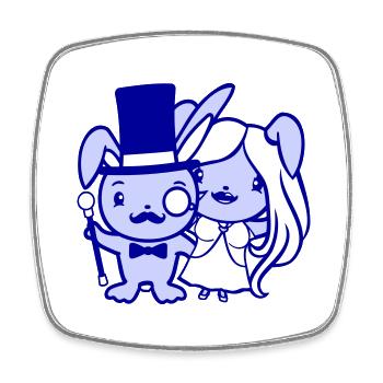 2 Lapins Couple En Amour Femme Homme Empire Chapeau Haut de forme - Magnet carré - blanc - Devant