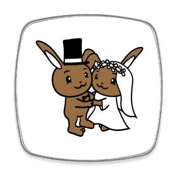 2 Bunnies Wedding Marry Groom Bride Engaged - Square fridge magnet - white - Front