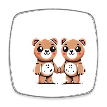 Two Bear Friends Holding Hands - Viereckiger Kühlschrankmagnet - Weiß - Vorne