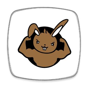 Bunny Bodybuilder Gym Muscles Strong Fitness Biceps - Square fridge magnet - white - Front