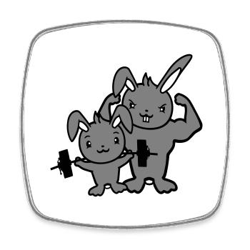 2 Lapins Bodybuilder Gym Muscles Fort Équipe de fitness - Magnet carré - blanc - Devant