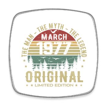 Gift for the 48th Anniversary Original March 1977 - Square fridge magnet - white - Front