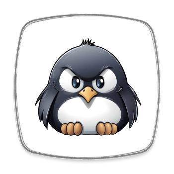 Grumpy Pinguin - Viereckiger Kühlschrankmagnet - Weiß - Vorne