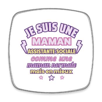Maman assistante sociale, cadeau fête des mères - Magnet carré - blanc - Devant