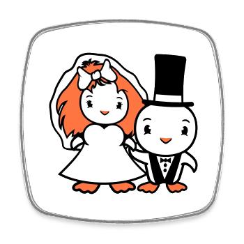 2 Birds Wedding Couple Ducks Wedding Man Woman Cute - Square fridge magnet - white - Front