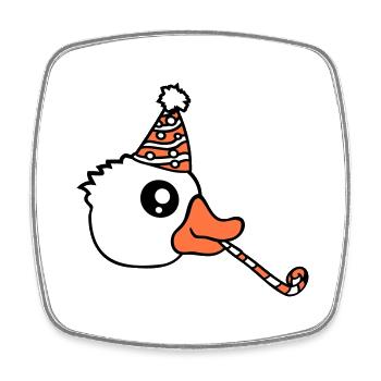 Duck Party Towel Hat Birthday Celebrate New Year's Eve - Square fridge magnet - white - Front