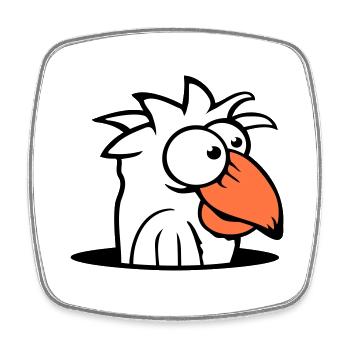 Vogel Boden Loch lustig doof albern verwirrt Spaß - Viereckiger Kühlschrankmagnet - Weiß - Vorne