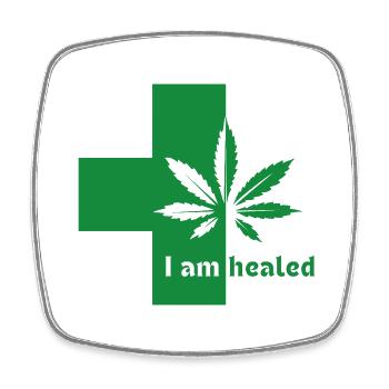 Cannabis Medicine Cure - Square fridge magnet - white - Front