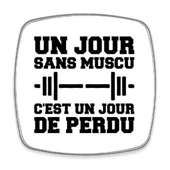 A day without weight training bodybuilding humor Sport - Square fridge magnet - white - Front