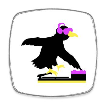 Raven DJ Club Musique Écoute Lunettes de soleil Casque - Magnet carré - blanc - Devant