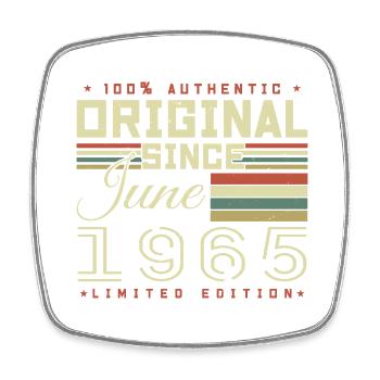 Cadeau Anniversaire Juin 1965, Gift June 1965 - Magnet carré - blanc - Devant