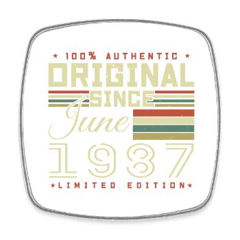 Cadeau Anniversaire Juin 1987, Gift June 1987 - Magnet carré - blanc - Devant