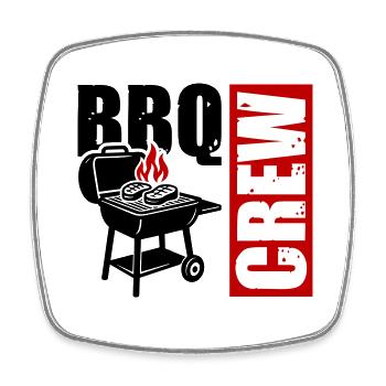 Grill Crew BBq - Viereckiger Kühlschrankmagnet - Weiß - Vorne